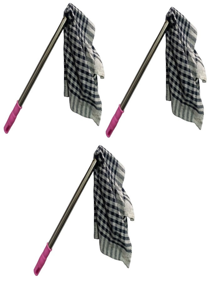 Nimbose® Magic Handy Dusting Jatakni with Removable Cotton Cloth for Cleaning Home, Jhatakni Dusting Cloth with Stainless Steel Handle (Multicolor, Pack of 3) - Image 1